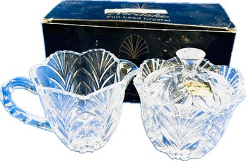 New! Never Used! Noritake Crystal Creamer & Lidded Sugar - Boxed Set - Has Original Stickers Attached