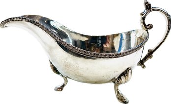Vintage Footed Silver Plated Gravy Boat With Gadroon Edging