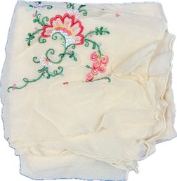 Vintage Silk & Embroidered Scarf