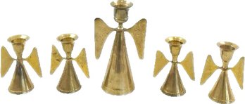 Five Brass Candle Stick Holders