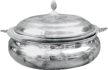 Silver Plate Covered Casserole With Glass Pyrex Insert - Signed Sheffield Silver Co.