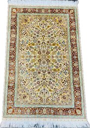 Gold And Blue Small Oriental Rug With Pad - 50 X 31 Inches