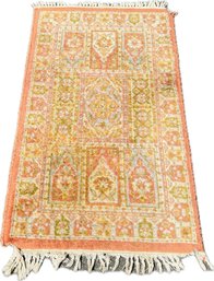 Small Oriental Entry Rug - Roughly 2 Ft X 3 Ft - Wear On Edges