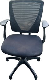 Black Swivel Office Chair W/ Mid Back - Black Mesh Back & Seat - Adjustable Height