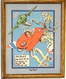 Framed Cartoon Print - Entitled 'The Pilot'