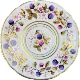 Vintage English Royal Stafford Golden Bramble Porcelain Saucer Berries Gold Leaves - Signed