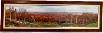 Long Framed Autumn Landscape Photograph - Custom Made Frame - 5 Ft Wide With Interior Linen & Filet Matting