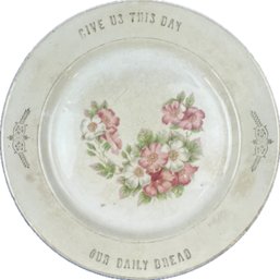 Vintage Plate  With Lords Prayer 'Give Us This Day Our Daily Bread'