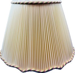 Custom Made Silk Pleated Lamp Shade With Scalloped Border & Coordinating Rope Twist Finish