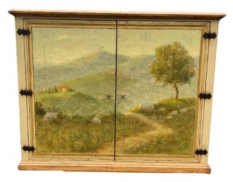 Hand Painted Cabinet With Landscape Design By Woodland Furniture - Large - Roughly 6 Ft Wide X 4. 5 Ft High