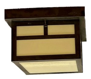 Mission Style 10 Inch Outdoor Ceiling Fixture - Burnished Bronze