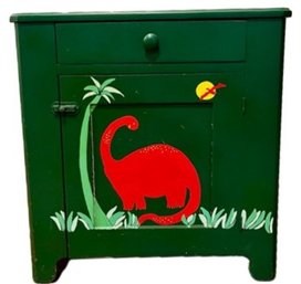 Hand Painted Child's Chest Featuring Dinosaur Motif & Great Storage