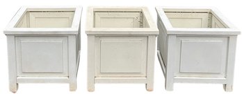 Square Planters - White Plastic - Each Roughly 14 Inches X 13 1/2 High