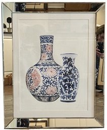 Framed Print Of Blue Vases - Mirror Frame