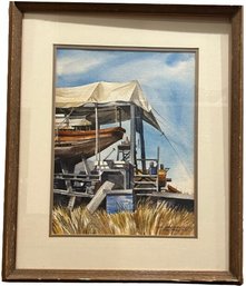 Boat Repairs ORIGINAL Watercolor By Established Oregon Artist, Liz James