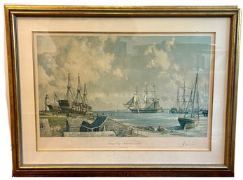 Sailing Day In Nantucket, 1841 - Signed Print - Dated 1979. Beautifully Framed