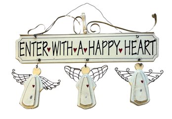 Angels With Happy Heart Wall Hanging