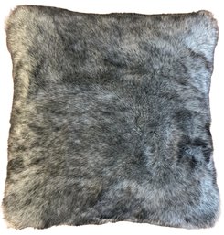 Faux Fur Pillow  With Velveteen Backing And Zipper-  Gray - Great Condition!