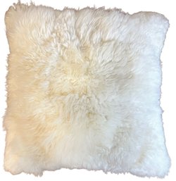 Faux Fur Pillow With Velveteen Backing And Zipper-White - Great Condition!