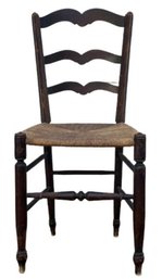 Vintage Wooden Side Accent Chair With Cane Seat