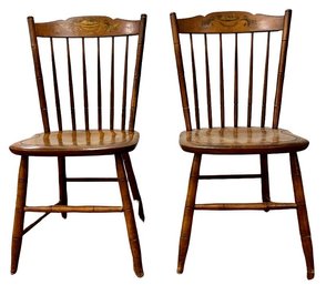 Pair Of Hitchcock Chairs - Signed