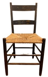 Vintage Hitchcock-Style Wooden Chair With Rush Seat