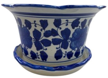 Blue & White Flowered Planter