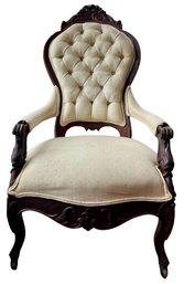 Victorian Armchair With Crest Back - Lovely Carving