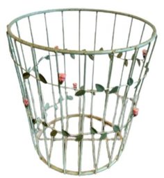 Floral Design Metal Wastebasket