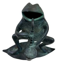 Bronze Frog Playing The Saxophone - Signed San Pacific, San Francisco, Made In Korea