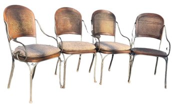 Four Wire Frame Cane Seat Chairs
