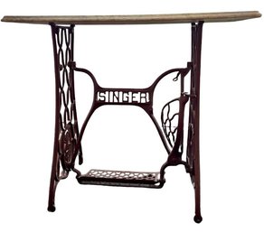 Antique Singer Sewing Table With Beveled Marble Top