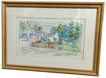 Original Painting - Lovely Frame - Signed 'Catherine Sylvia Reiss Antique Prints Fine Framing - Darien, CT'