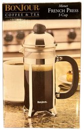 New! Bonjour Monet French Press - 3 Cup