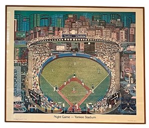 Night Game Yankee Stadium - Print Of Original By Artist Ralph Fasanella, 1981 - Signed Eva Graphics, 1982