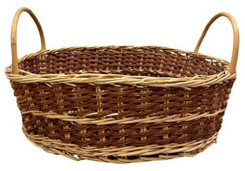 Two-tone Woven Wicker Basket With Handles