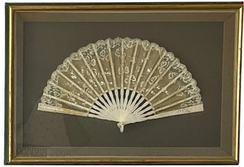 Antique Lace Fan In Custom Shadow Box