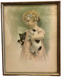 Hand Colored Bessie Pease Gutmann Framed Print - Entitled 'Friendly Enemies'