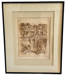 Vintage Etching - Signed 'Gross - 1/50 Puye Cliffs'