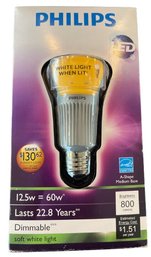 Single 60 Watt Dimmable Lightbulb, 800 Lumens, Lasts 22 Years