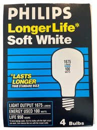 PHILIPS Longerlife Soft White Lightbulbs, 100 Watts, 4 Bulbs