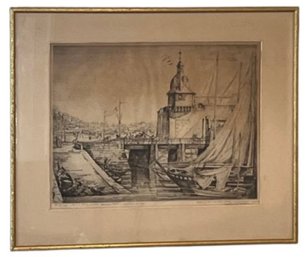 Philip H. Giddens Etching - Entrance To La Ville Close Concarneau, France - Pencil Signed & Additional Writing