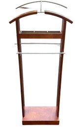 Mission Style Wooden  Wardrobe Valet Stand With Drawer, Contour Hanger, Trouser Bar, Tie & Belt Hooks