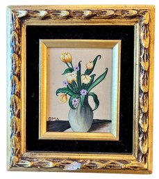 Small Framed Floral Painting - Signed By Artist, Oma