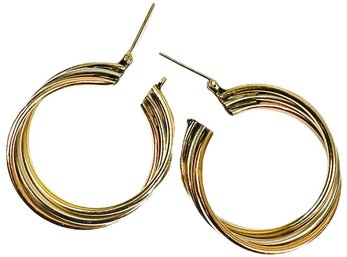 14K Gold Hoop Earrings - Tri-Colored Gold