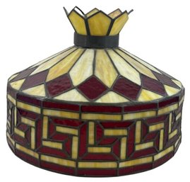 Tiffany-Style 16 Inch Stained Glass Shade - Greek Key & Diamond Pattern