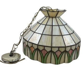 Tiffany-Style 17.5  Inch Stain Glass Pendant Light - Arts & Crafts Tulip Pattern