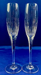 Pair Of Cut Crystal Campaign Flutes - 'Mikasa Arctic Lights'