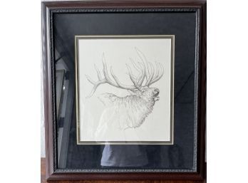 Original Drawing - Elk - Beautifully Framed