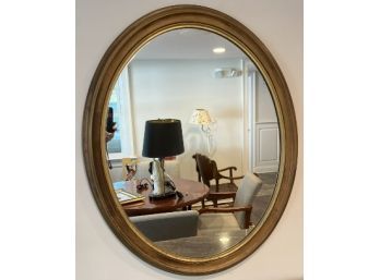 Heavy Oval Mirror With Wood And Gold Frame -